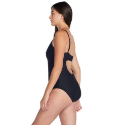 Fitness|One Pieces-Speedo Texture Adjustable Thin Strap One Piece Speedo Black