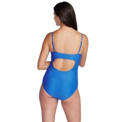 Fitness|One Pieces-Speedo Texture Adjustable Thin Strap One Piece Sevres Blue