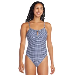 Recreation|Fitness-Speedo Texture Stripe Bandeau One Piece Cerulean Blue