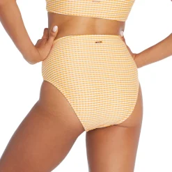 Two Pieces-Speedo Texture Stripe High Waist Bottom Yellow
