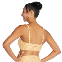 Two Pieces-Speedo Textured Stripe Tie Front Bandeau Top Yellow