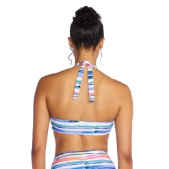 Two Pieces-Speedo Tie Front Halter Top Fandango Pink
