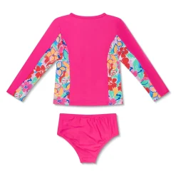 Girls Swimwear-Speedo Toddler Long Sleeve Rashguard Set Flare Pink