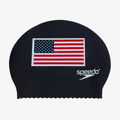 Caps-Speedo USA Flag Latex Cap Black