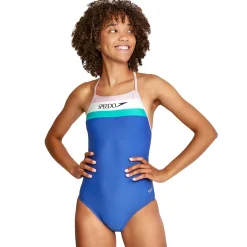 Fitness|Training-Speedo Vintage Splice One Back One Piece Pacific Blue