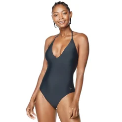 One Pieces|Fitness-Speedo V-Neck Halter One Piece Black