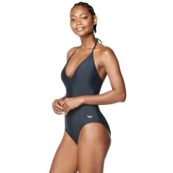 One Pieces|Fitness-Speedo V-Neck Halter One Piece Black