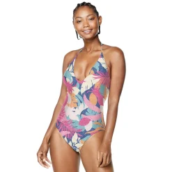 One Pieces|Fitness-Speedo V-Neck Halter One Piece Pink
