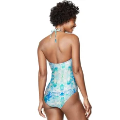 One Pieces|Fitness-Speedo V-Neck Halter One Piece Cobalt Blue