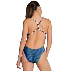 Racing|One Pieces-Speedo Vortex Maze One Back One Piece Blue Green