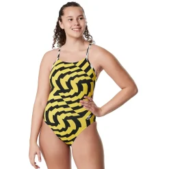 Racing|One Pieces-Speedo Vortex Maze One Back One Piece Speedo Yellow