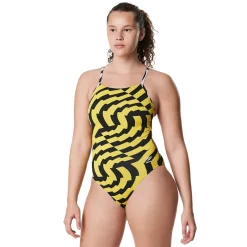Racing|One Pieces-Speedo Vortex Maze One Back One Piece Speedo Yellow