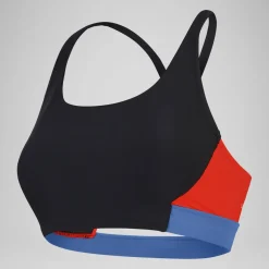 Two Pieces-Speedo Women's Colourblock Bikini Top Black Orange Blue
