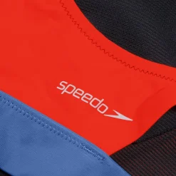 Two Pieces-Speedo Women's Colourblock Bikini Top Black Orange Blue
