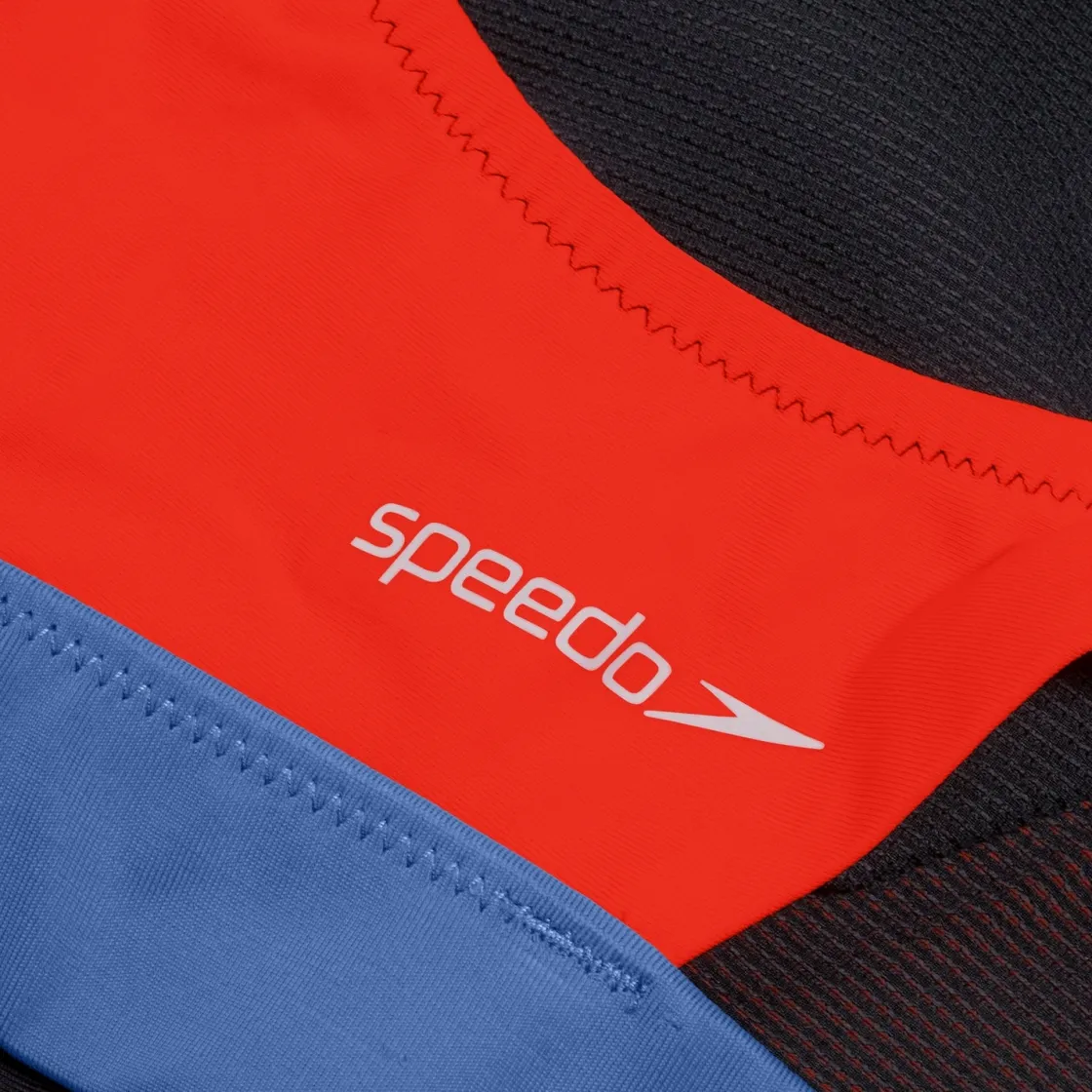 Two Pieces-Speedo Women's Colourblock Bikini Top Black Orange Blue