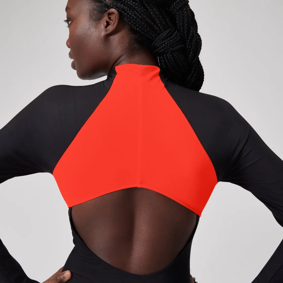 Fitness|One Pieces-Speedo Women's Colourblock Long Sleeve Zip Swimsuit Black Orange Blue