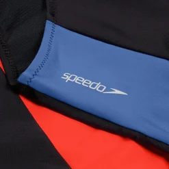 Fitness|One Pieces-Speedo Women's Colourblock Long Sleeve Zip Swimsuit Black Orange Blue