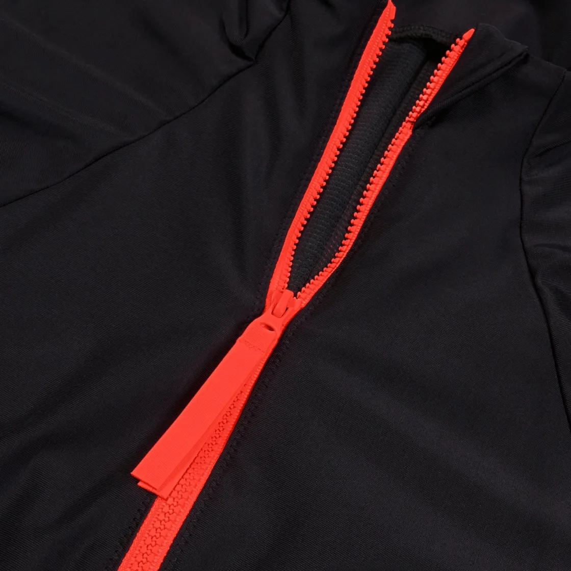Fitness|One Pieces-Speedo Women's Colourblock Long Sleeve Zip Swimsuit Black Orange Blue