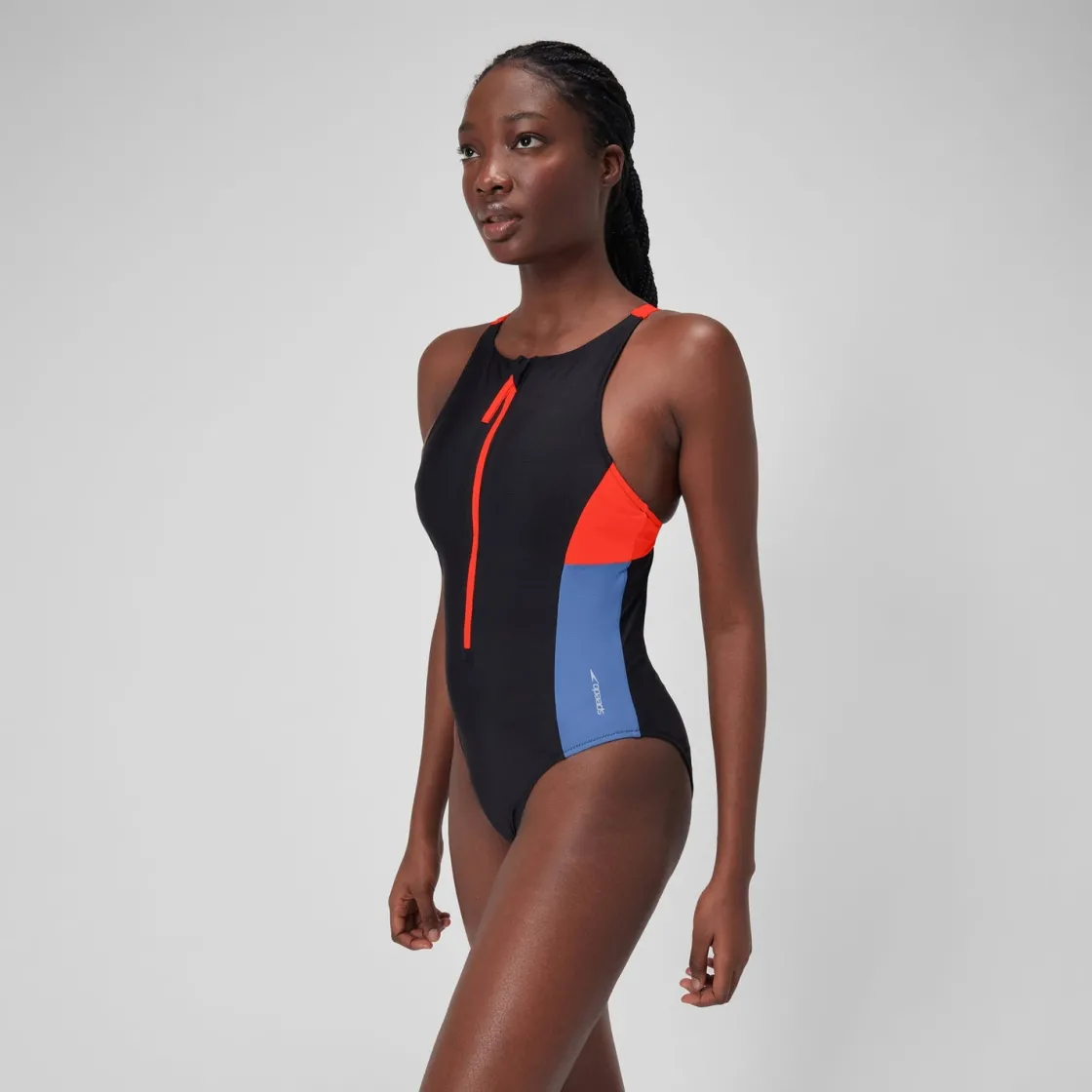 Fitness|One Pieces-Speedo Women's Colourblock Zip Swimsuit