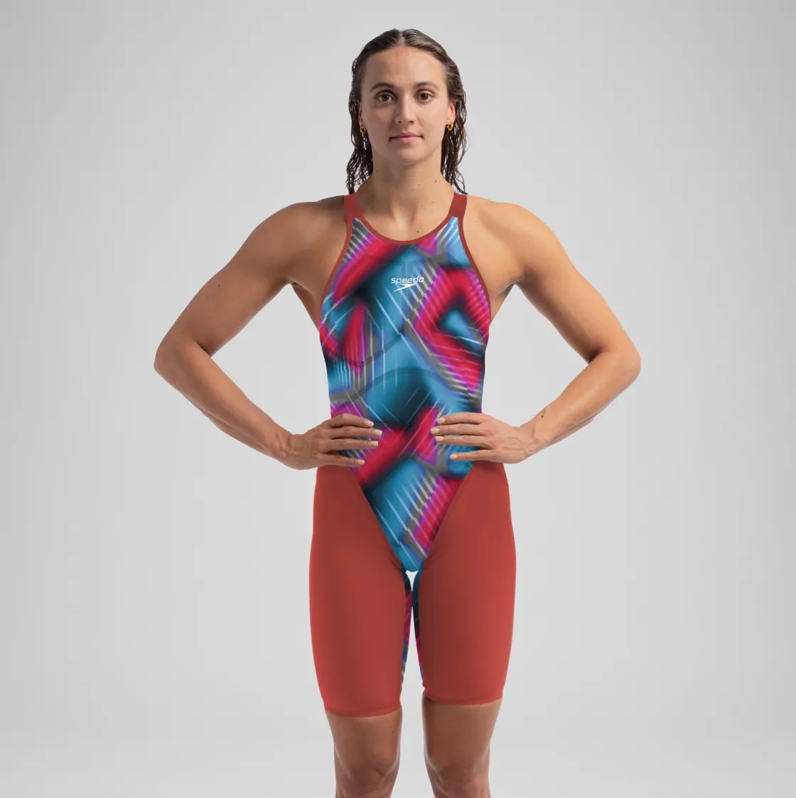 Tech Suits-Speedo Women's Fastskin LZR Pure Valor 2.0 Openback Kneeskin - Fina Approved Siren Red