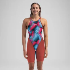 Tech Suits-Speedo Women's Fastskin LZR Pure Valor 2.0 Openback Kneeskin - Fina Approved Siren Red