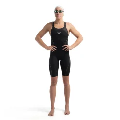 Tech Suits-Speedo Women's Fastskin LZR Pure Intent 2.0 Closedback Kneeskin - Fina Approved Black/Iridescent