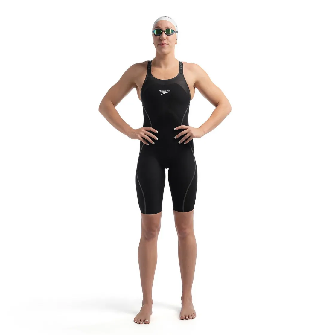 Tech Suits-Speedo Women's Fastskin LZR Pure Intent 2.0 Closedback Kneeskin - Fina Approved Black/Iridescent