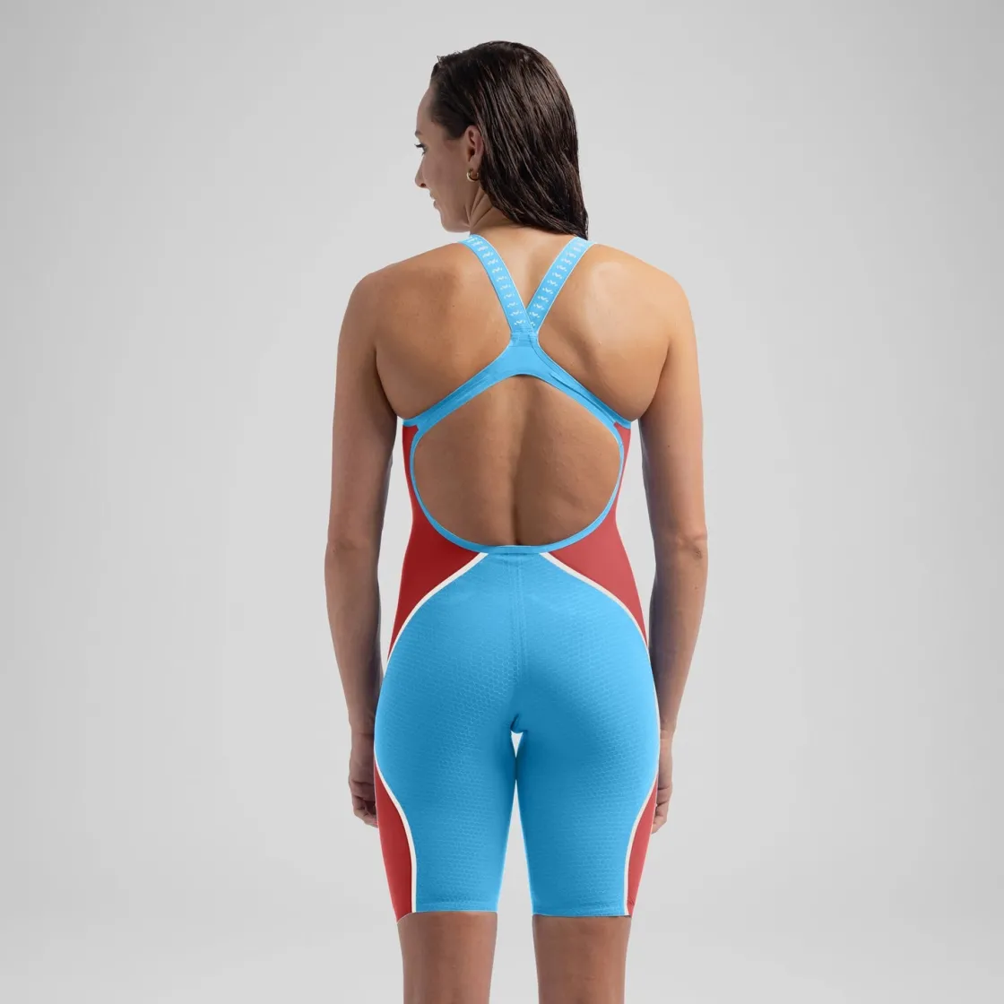 Tech Suits-Speedo Women's Fastskin LZR Pure Intent 2.0 Openback Kneeskin - Fina Approved Blue Red