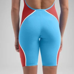 Tech Suits-Speedo Women's Fastskin LZR Pure Intent 2.0 Openback Kneeskin - Fina Approved Blue Red