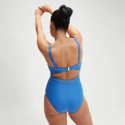 Fitness|One Pieces-Speedo Women's Shaping Mesh Detail One Piece Sevres Blue