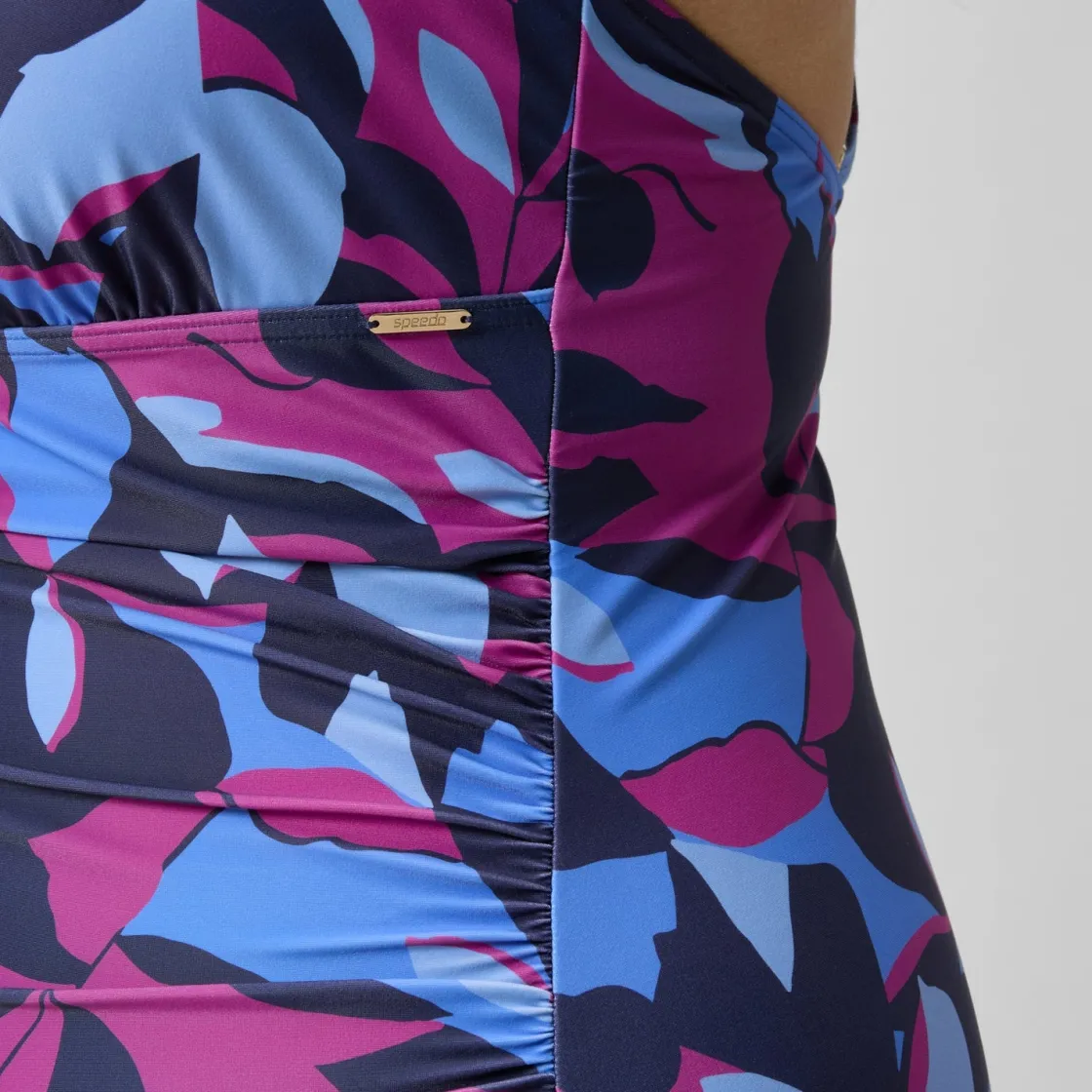 Fitness|One Pieces-Speedo Women's Shaping Printed V Neck One Piece (+) Pink Blue
