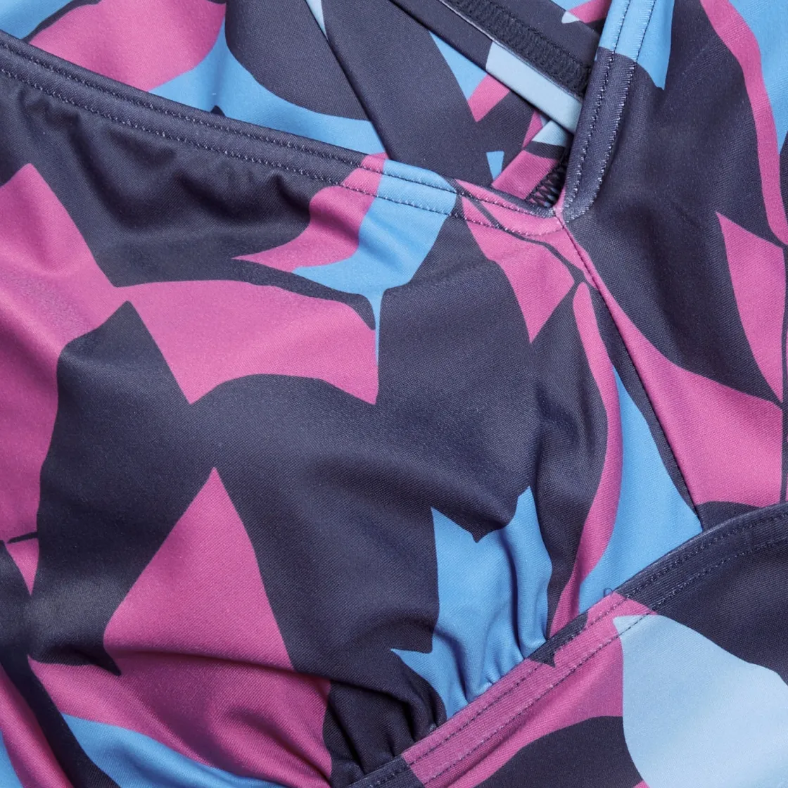 Fitness|One Pieces-Speedo Women's Shaping Printed V Neck One Piece Pink Blue