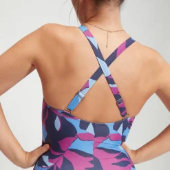 Fitness|One Pieces-Speedo Women's Shaping Printed V Neck One Piece Pink Blue