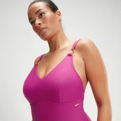 Fitness|One Pieces-Speedo Women's Shaping Strappy One Piece Wineberry