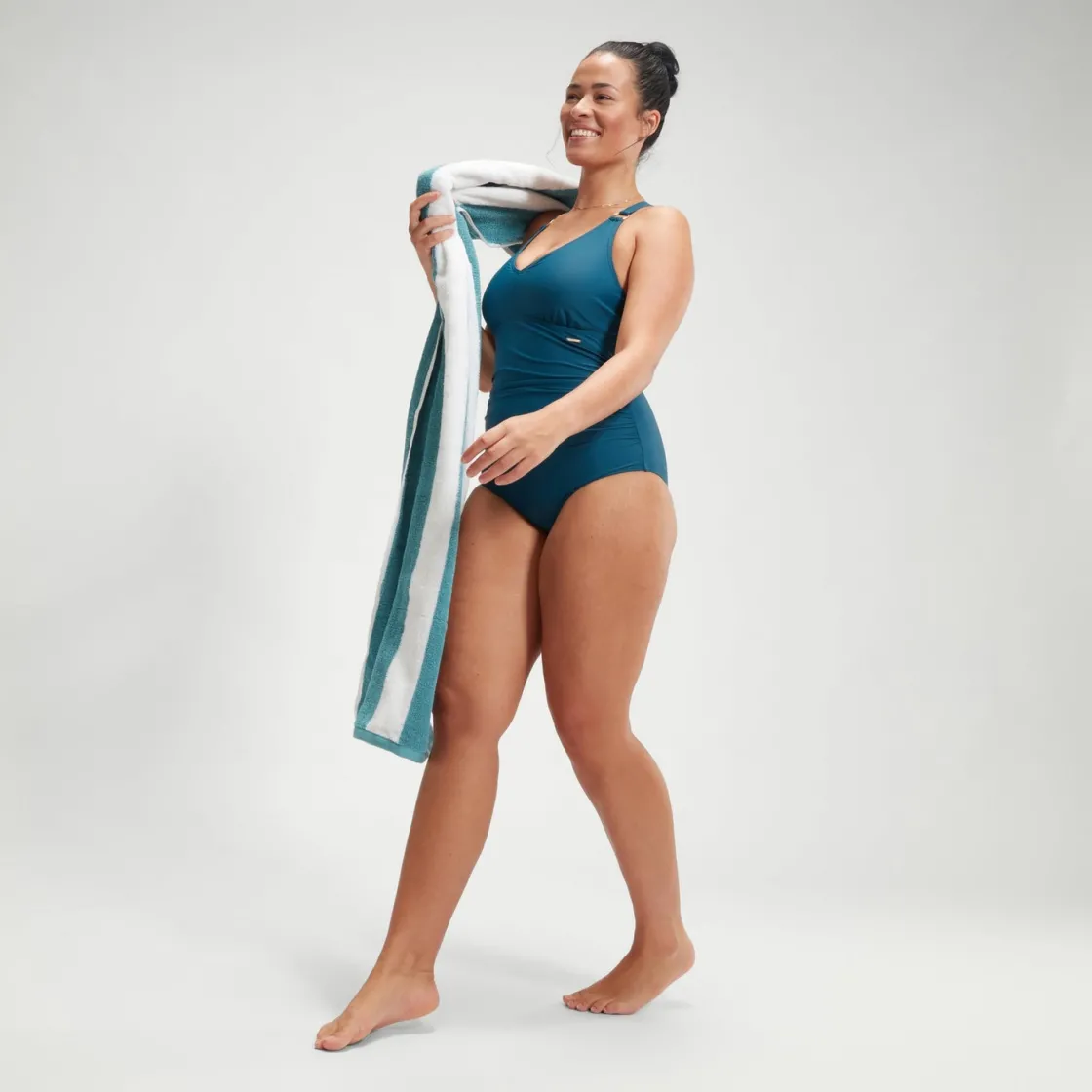 Fitness|One Pieces-Speedo Women's Shaping V Neck One Piece Dark Teal