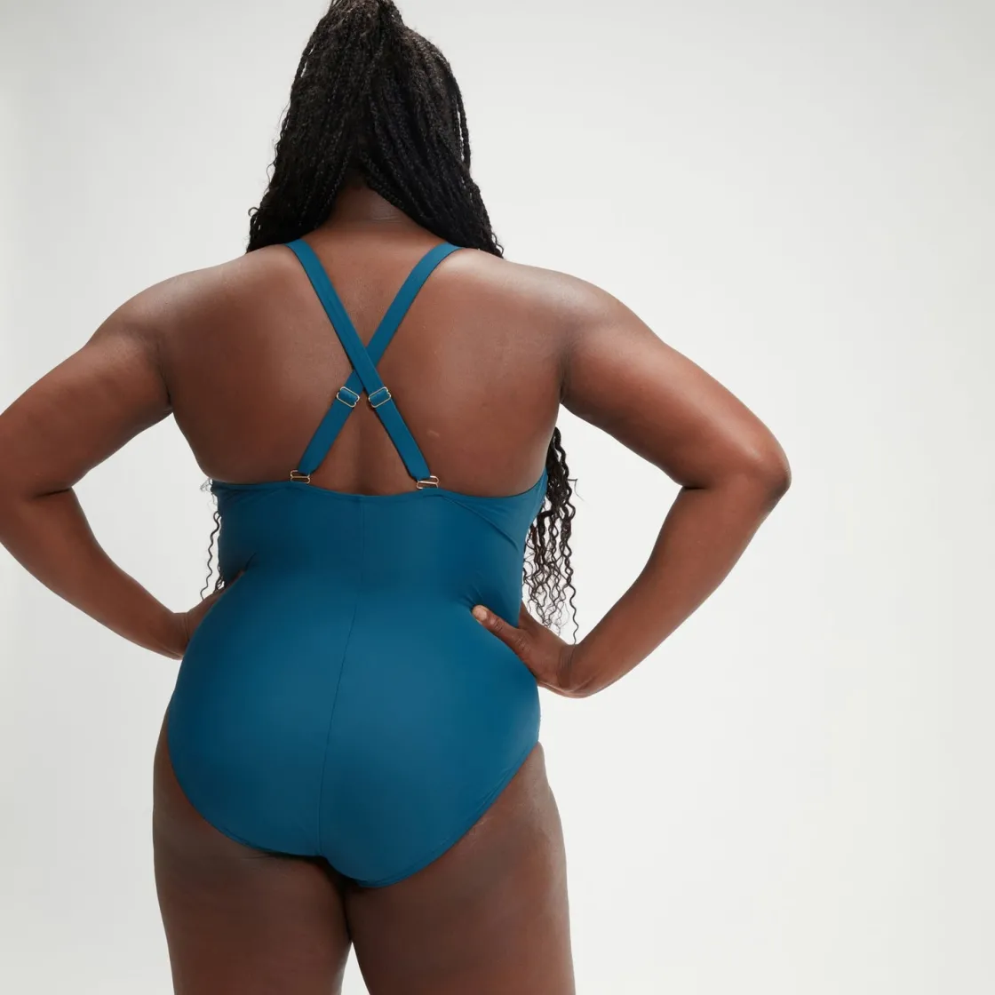 Fitness|One Pieces-Speedo Women's Shaping V Neck One Piece (+) Dark Teal