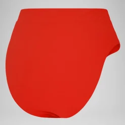 Two Pieces-Speedo Women's Solid Hi-Waist Bottom Coquelicot Red