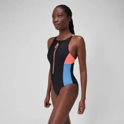 Fitness|One Pieces-Speedo Zip Colorblock One Piece Anthracite